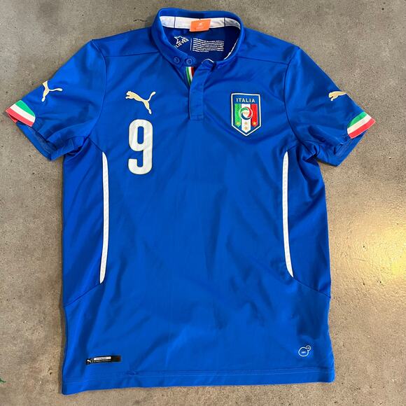 Puma Youth Mario Ballotelli 9 Italy soccer jersey tee boy XL Italia futbol FIFA - Picture 1 of 3